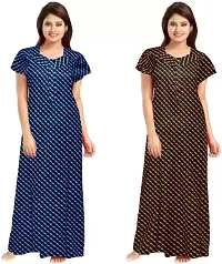 Elegant Multicoloured Cotton Printed Nighty For Women Pack Of 2-thumb1