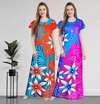 Elegant Multicoloured Cotton Printed Nighty For Women Pack Of 2-thumb1