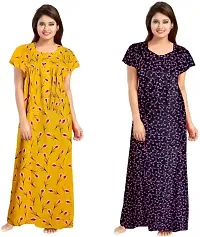 Elegant Multicoloured Cotton Printed Nighty For Women Pack Of 2-thumb1