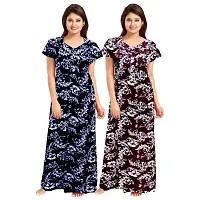 Elegant Multicoloured Cotton Printed Nighty For Women Pack Of 2-thumb1