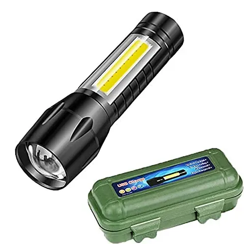 Asjar High Quality LED Flashlight with COB Light Mini Waterproof Portable LED XPE COB Flashlight USB Rechargeable 3 Modes Pen Clip Light Flashlight with Hanging Rope (Multicolor)