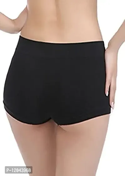 ASJAR Seamless Boyshort Panties for Women Shorts Panty high Waist Shorts Women no Panty Lines- (Free Size 30-38)(Pack of 3)(Multi Colored) (Black)-thumb3