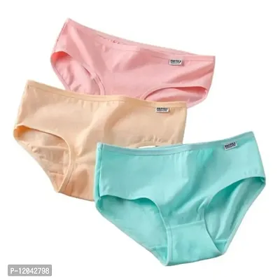 ASJAR Womens Cotton Panty Plain, Assorted Colour, Inner Elastic for Women Womens Mid Waist & Full Coverage Cotton Blend Hipster Panty in Solid Pattern Pack of 3(Multi Colored) (XL)-thumb0