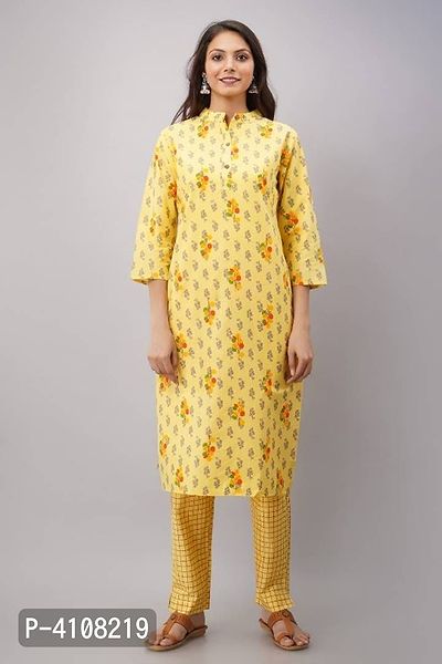 Women's Printed Cotton Kurta with Pant Set-thumb0