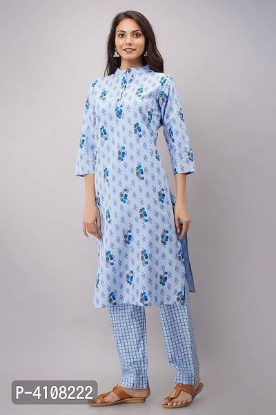 Women's Printed Cotton Kurta with Pant Set-thumb0