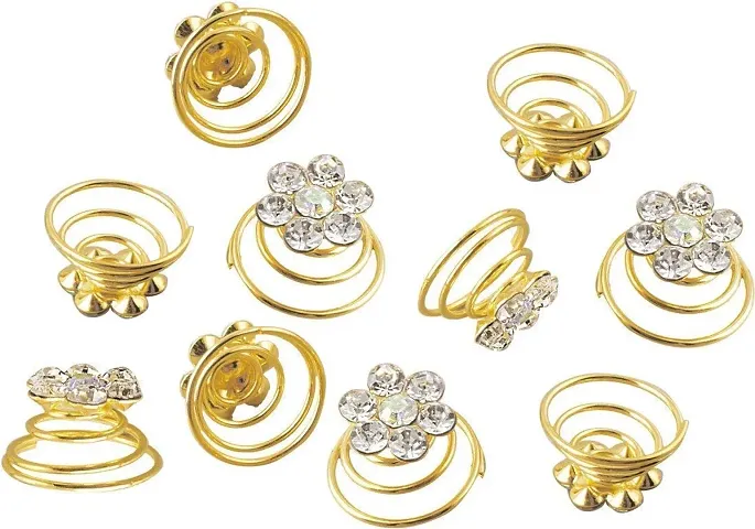 Glamyou Women's Twist Juda Springs Hair Pin Accessories (Golden) - Set of 12