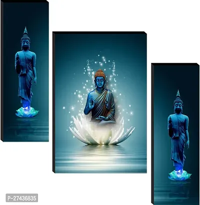 Stylish Home Decor Lord Budh Wall Painting Set Of 3