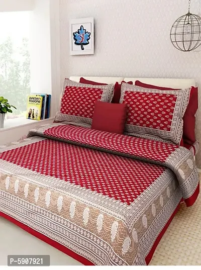 140 TC Cotton Printed Bedsheet with 2 Pillowcover-thumb2
