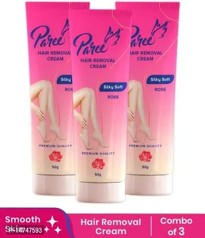 Paree Hair Removal Cream for Women | Silky Soft Smoothing Skin with Rose Extract Creamnbsp;nbsp;(150 g, Set of 3)-thumb0