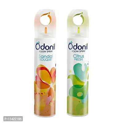 Odonil Aerosol Spray  Sandal Bouquet 220 ml With Citrus Fresh 220 ml, Air Freshener for Home And Office-thumb0