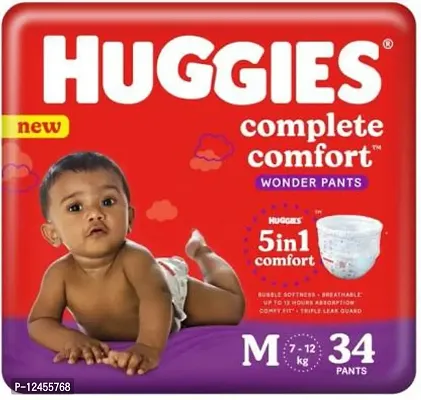Huggies Complete Comfort Baby Diaper Pants Size Medium - M 34 Pcs-thumb0