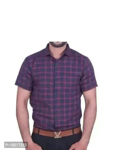 Reliable Purple Cotton Short Sleeves Casual Shirt For Men