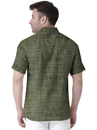 Stylish Green Khadi Solid Short Sleeves Casual Shirt For Men-thumb1