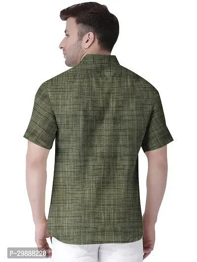 Stylish Green Khadi Solid Short Sleeves Casual Shirt For Men-thumb2