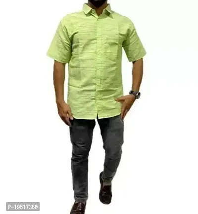 Reliable Green Cotton Short Sleeves Casual Shirt For Men