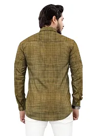 Stylish Khaki Cotton Blend Long Sleeves Shirt For Men-thumb1