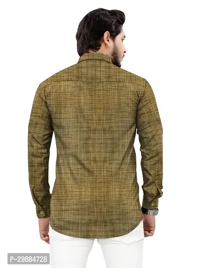 Stylish Khaki Cotton Blend Long Sleeves Shirt For Men-thumb2