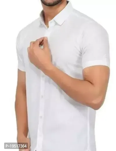 Reliable White Cotton Short Sleeves Casual Shirt For Men