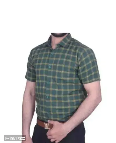 Reliable Green Cotton Short Sleeves Casual Shirt For Men