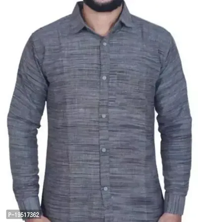 Reliable Grey Cotton Long Sleeves Casual Shirt For Men