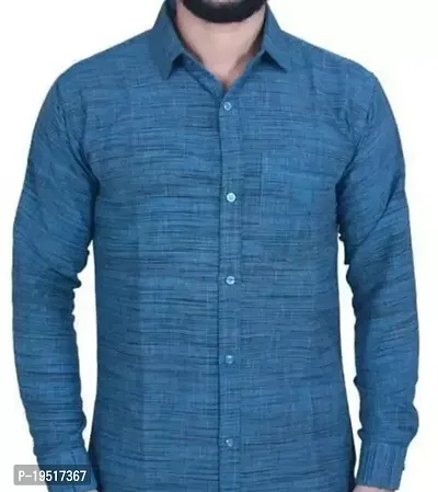 Reliable Blue Cotton Long Sleeves Casual Shirt For Men-thumb0
