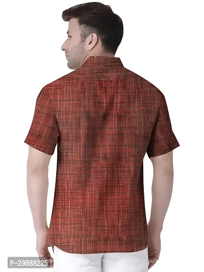 Stylish Red Khadi Solid Short Sleeves Casual Shirt For Men-thumb2