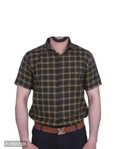 Reliable Brown Cotton Short Sleeves Casual Shirt For Men