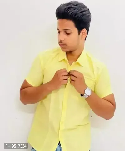 Reliable Yellow Cotton Short Sleeves Casual Shirt For Men