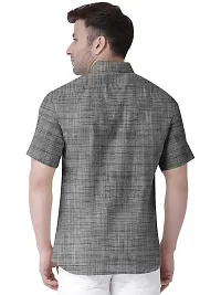 Stylish Grey Khadi Solid Short Sleeves Casual Shirt For Men-thumb1