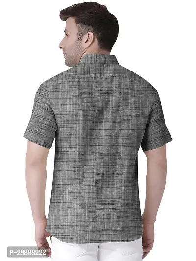 Stylish Grey Khadi Solid Short Sleeves Casual Shirt For Men-thumb2