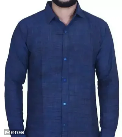 Reliable Blue Cotton Long Sleeves Casual Shirt For Men