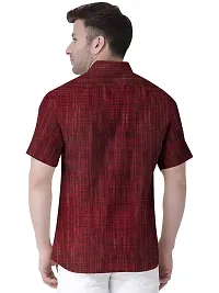 Stylish Maroon Khadi Solid Short Sleeves Casual Shirt For Men-thumb1