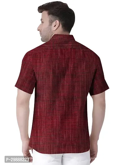 Stylish Maroon Khadi Solid Short Sleeves Casual Shirt For Men-thumb2