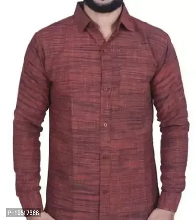 Reliable Maroon Cotton Long Sleeves Casual Shirt For Men-thumb0