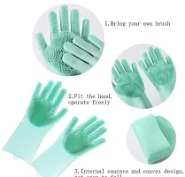 Useful Reusable Silicone Cleaning Brush Scrubber Gloves 1 Pair-thumb2