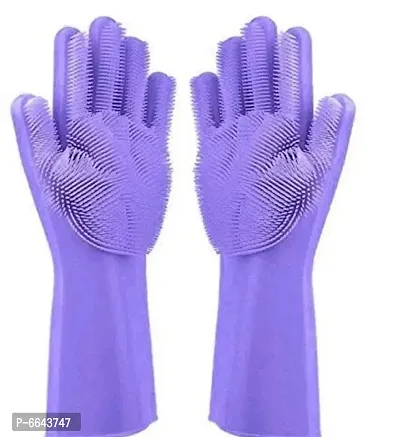 Useful Reusable Silicone Cleaning Brush Scrubber Gloves 1 Pair