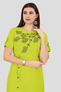 Elegant Parrot Green Printed Crepe Kurta For Women-thumb3