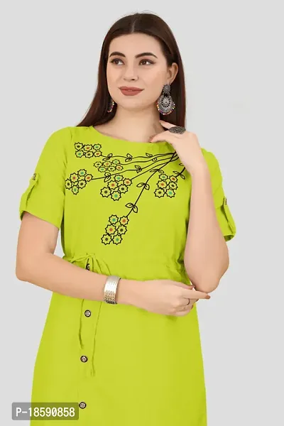 Elegant Parrot Green Printed Crepe Kurta For Women-thumb4