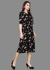 Stylish Black Crepe Printed A-Line Dress For Women-thumb3