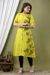 Elegant Parrot Green Floral Print Cotton Blend Kurta For Women-thumb2