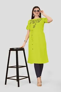 Elegant Parrot Green Printed Crepe Kurta For Women-thumb4