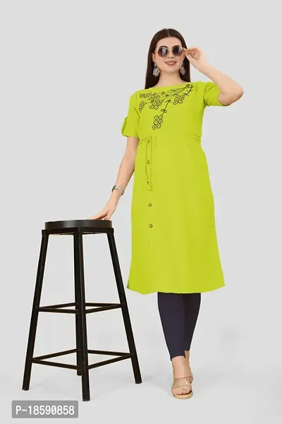 Elegant Parrot Green Printed Crepe Kurta For Women-thumb5