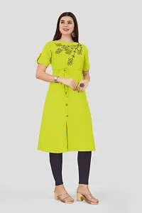 Elegant Parrot Green Printed Crepe Kurta For Women-thumb2