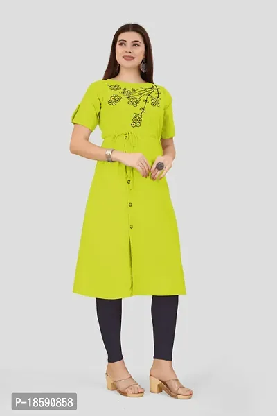 Elegant Parrot Green Printed Crepe Kurta For Women-thumb3