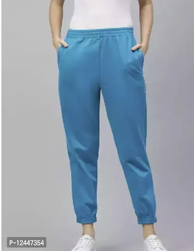 Elite Blue Cotton Track Pant For Women