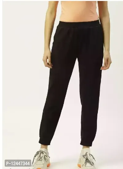 Elite Black Cotton Track Pant For Women