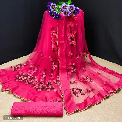 Red Net Embroidered Sarees For Women