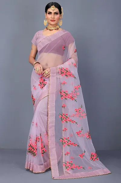 New soft Quality net bollywood designed party festive wear saree with reach embroidery and stone work saree with soft silk blouse piece