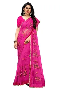 New soft Quality net bollywood designed party  festive wear saree with reach embroidery and stone work saree with soft silk blouse piece-thumb1