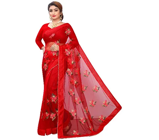 Glamorous Net Saree with Blouse piece